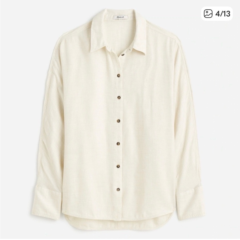 Madewell Women's Cream Heather Flannel Button-Down Shirt